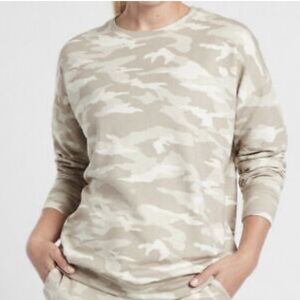 Athleta Coaster Luxe Sweatshirt Camo Beige/Tan size L/P